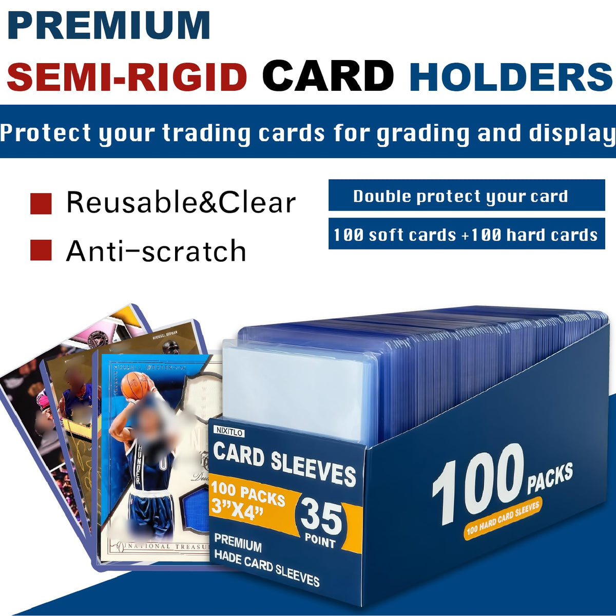NIXITLO 800 top loaders for football cards shield inserts during transport