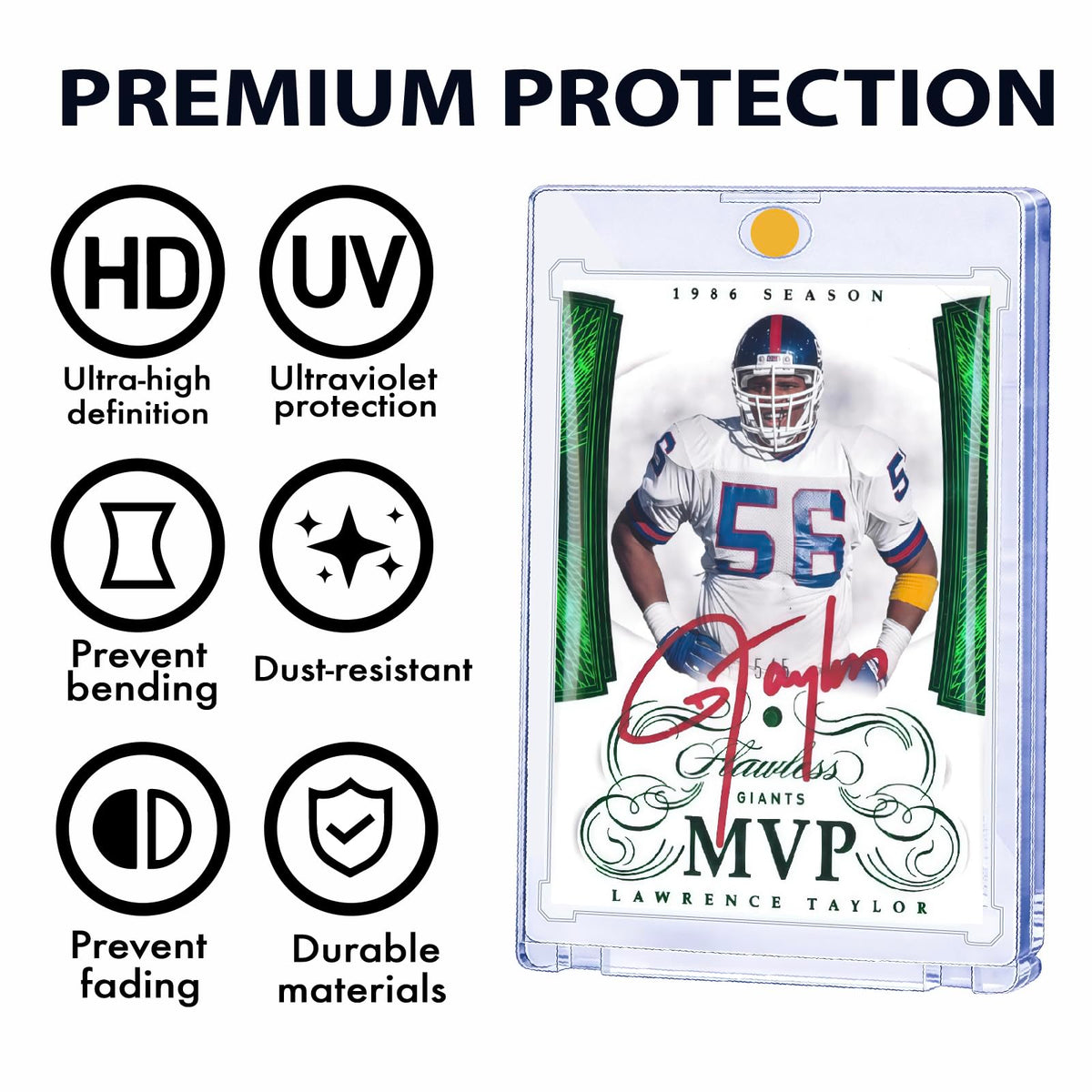 NIXITLO clear acrylic panel protects cards from dust and scratches.
