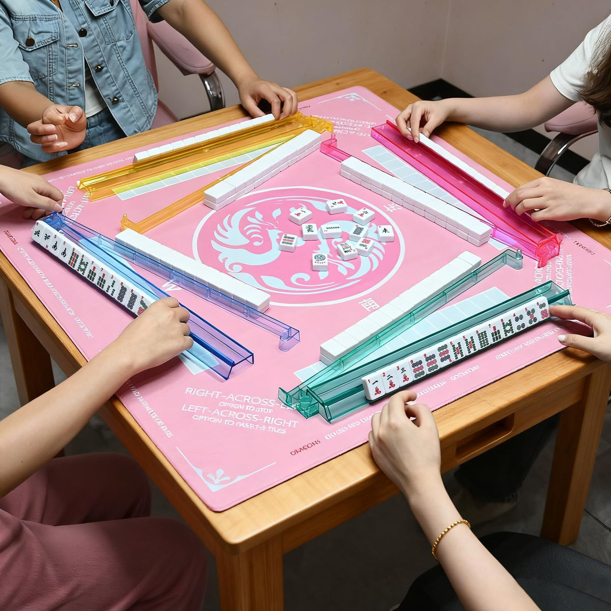 NIXRET 18.5 inch plastic racks securely hold American mahjong tiles.