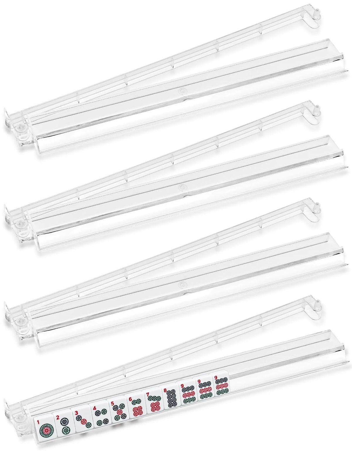 NIXRET mahjong racks with pushers – four-pack for easy tile setup.