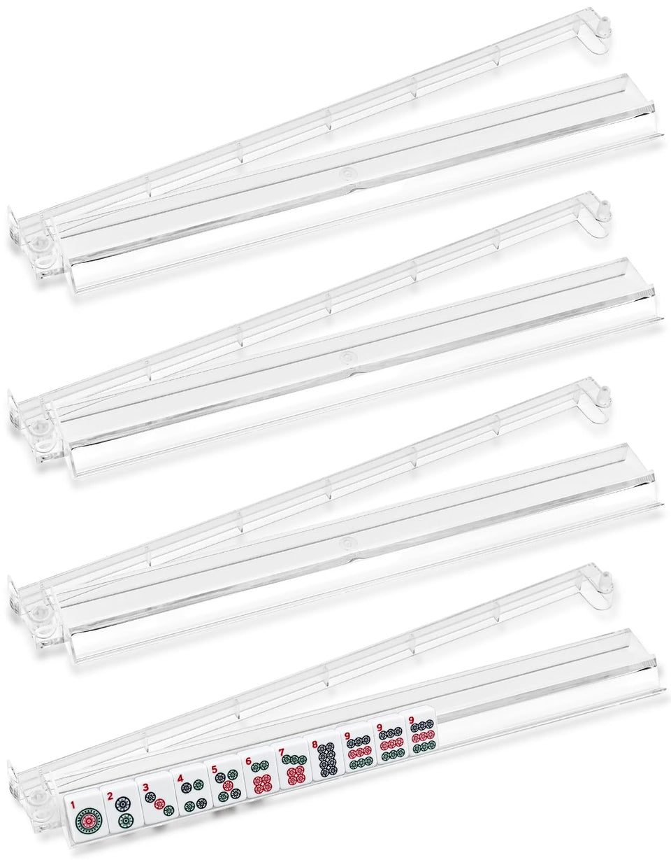 NIXRET mahjong racks with pushers – four-pack for easy tile setup.