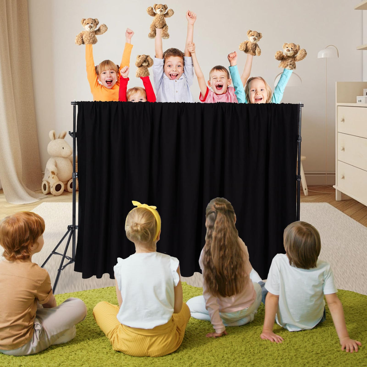 Niyanghome puppet stage includes a carrying bag for storage.