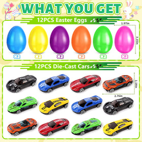 NizyDue die-cast cars inside an Easter egg ready for push-and-go play.