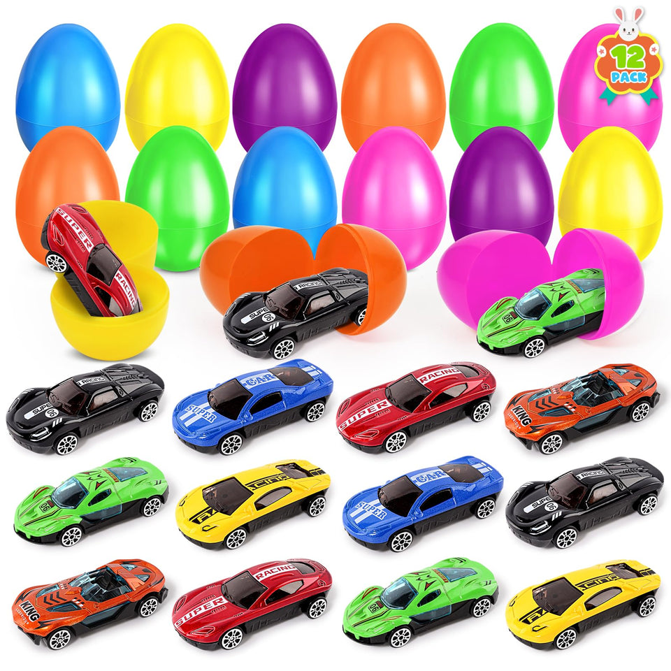 NizyDue Easter eggs with die-cast cars for exciting hunts.