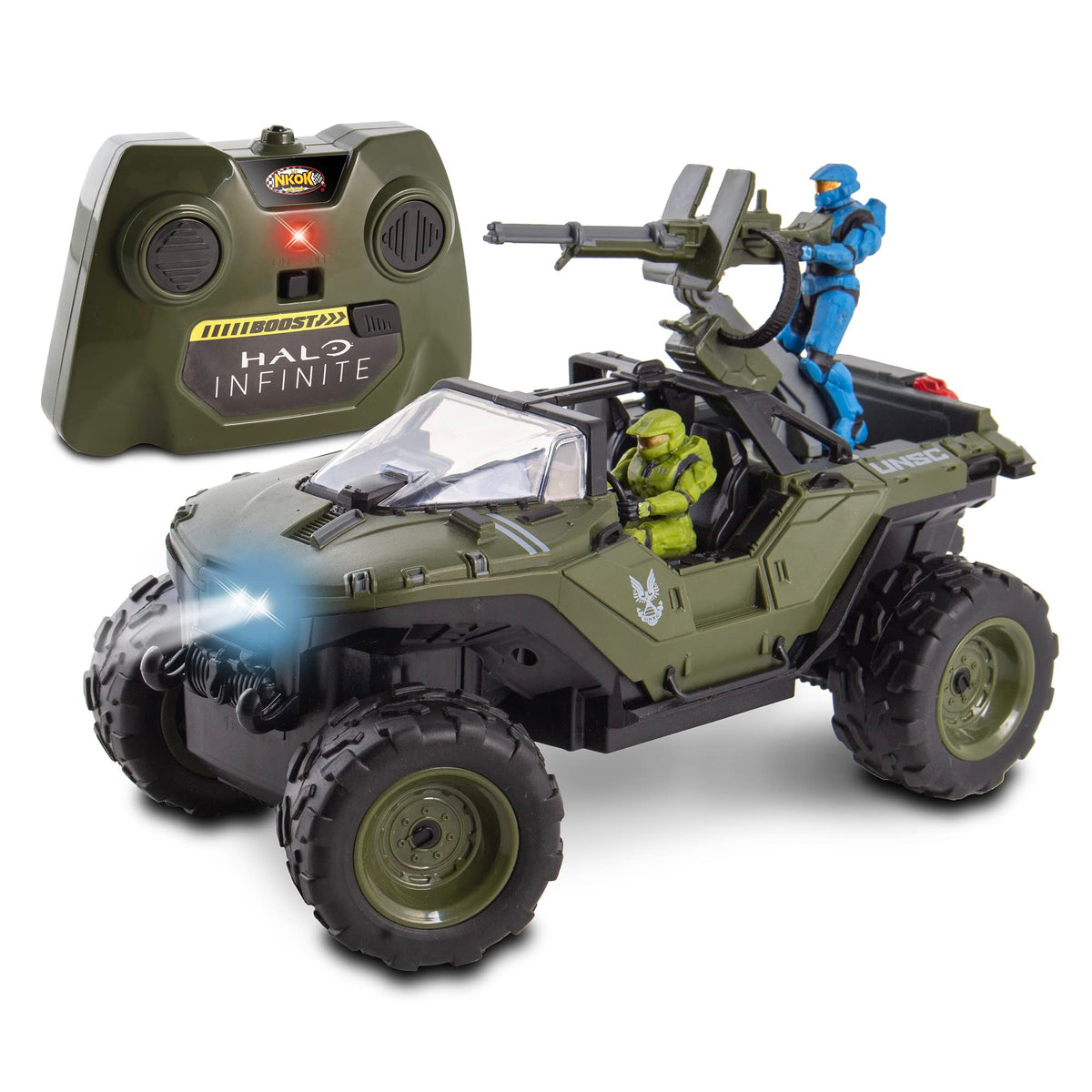 NKOK Halo Infinite RC Battle Hog side profile showing textured tires for improved grip.