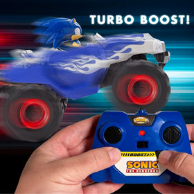 NKOK Sonic Racing CrossWorlds monster truck LED headlights illuminate night-time play