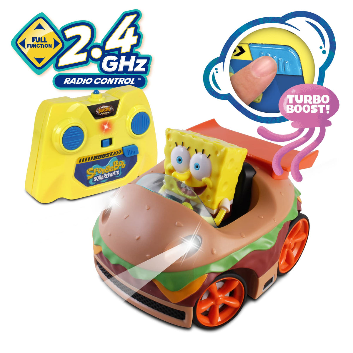 NKOK Krabby Patty RC car Turbo Boost for quick bursts of speed