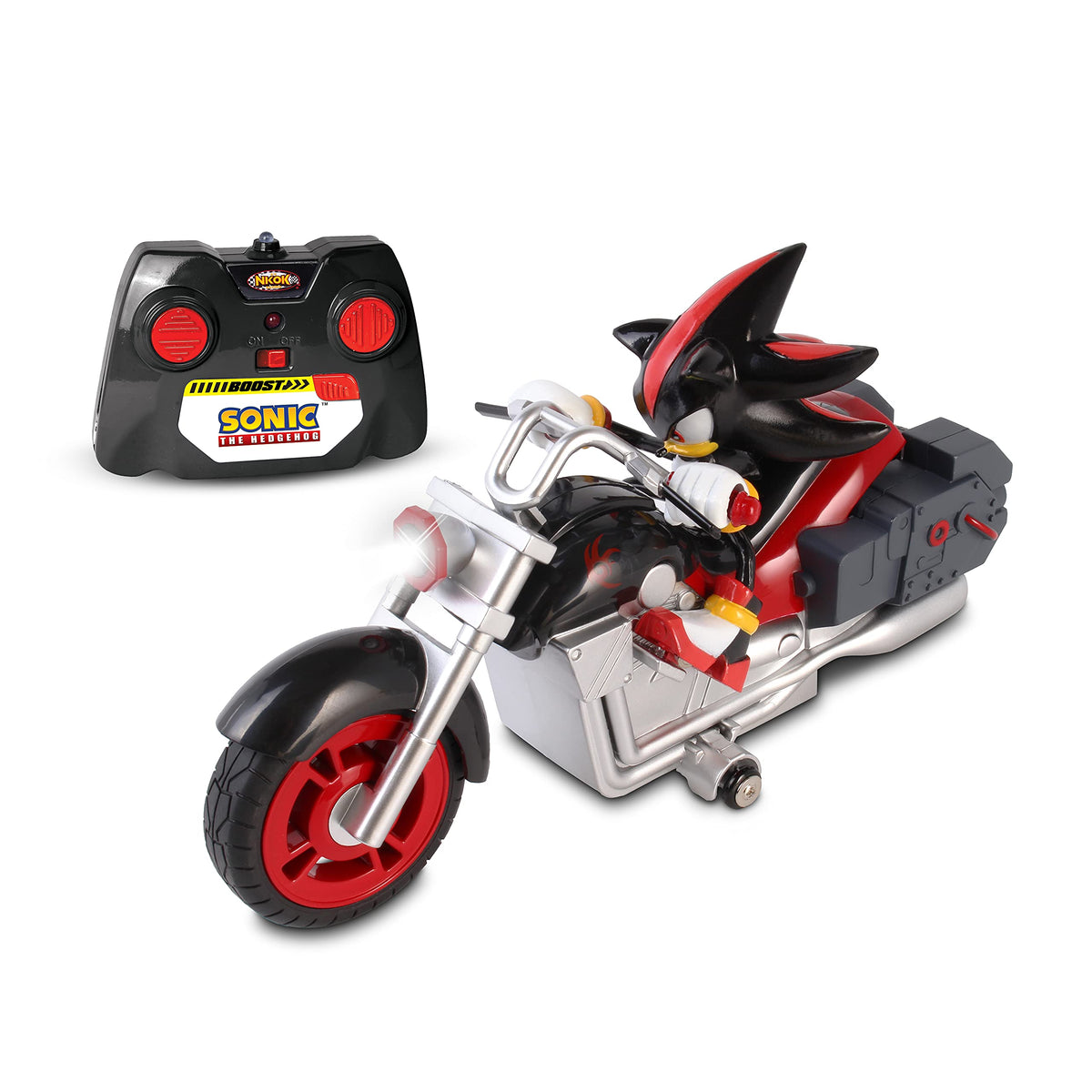 NKOK Shadow motorcycle front view, a sleek black RC racer ready for fast play.