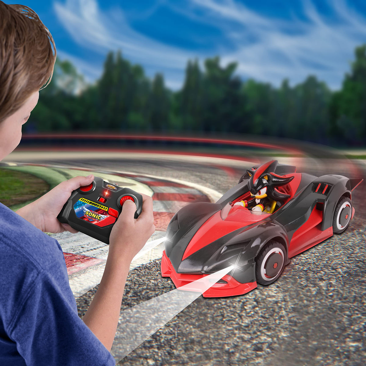 NKOK Shadow RC car shown with 2.4GHz remote control in use