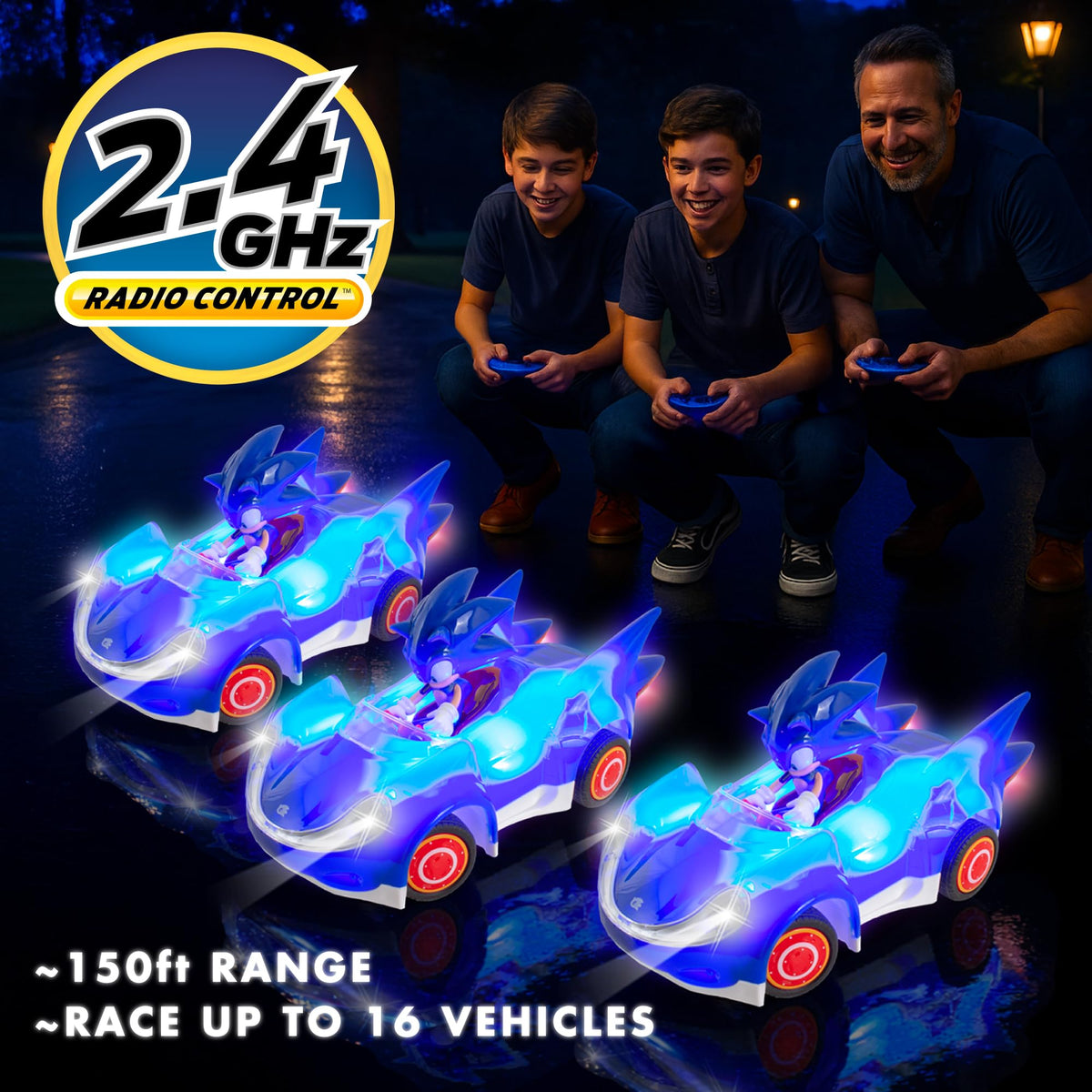 NKOK Sonic Glow Racer uses 2.4GHz control for smooth, interference-free steering.