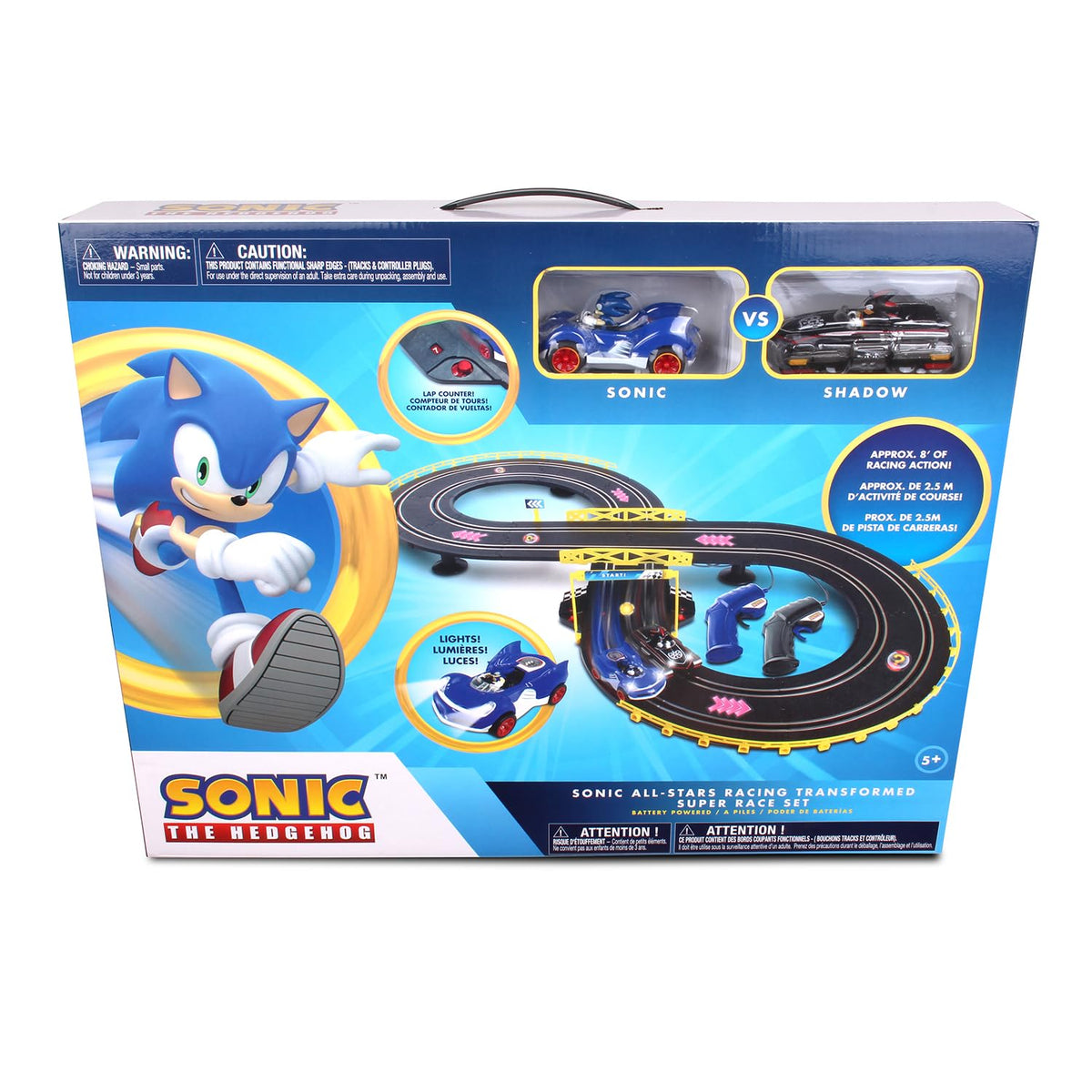 NKOK Sonic and Shadow cars with bright illuminated headlights for vivid play