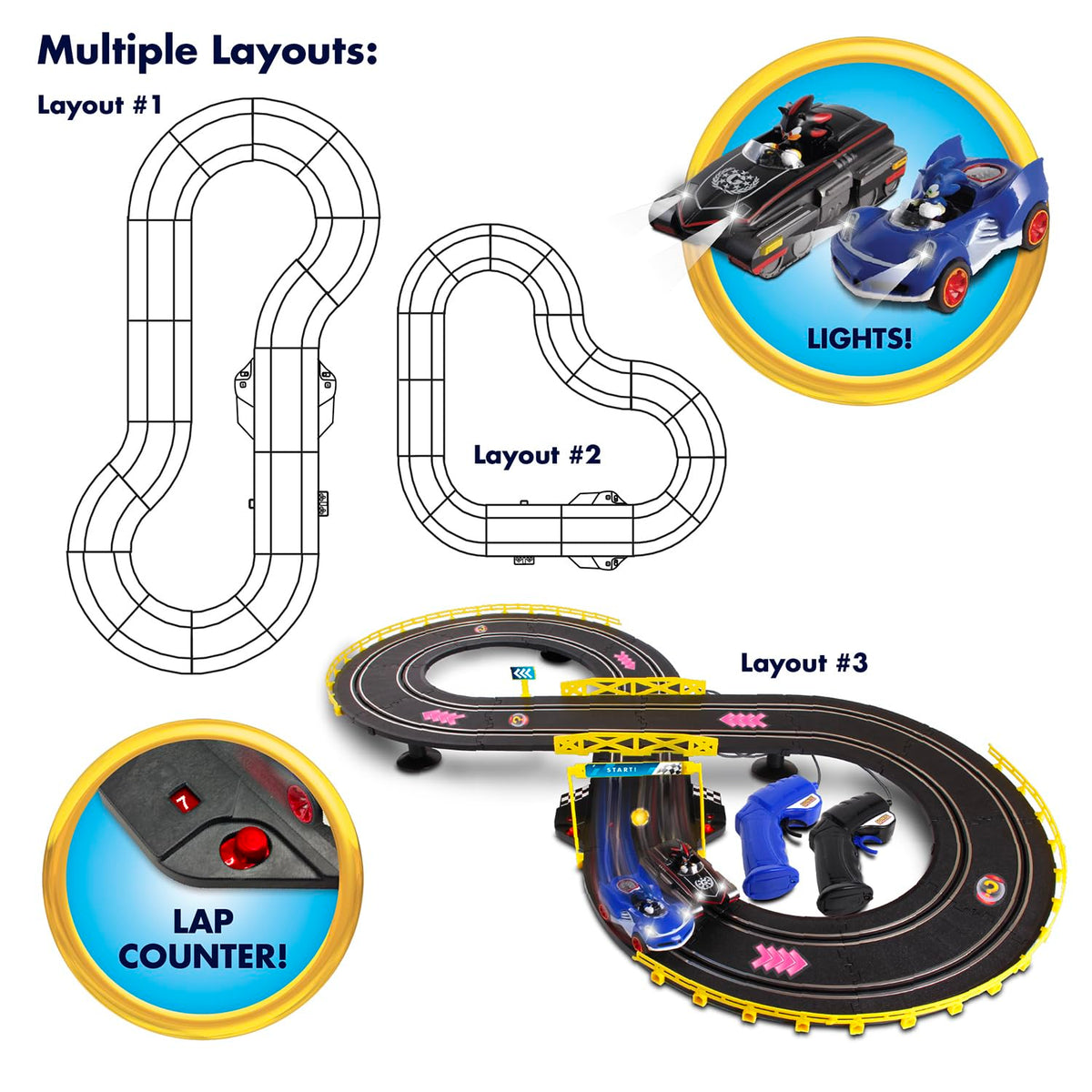Start/finish gantry with digital lap counter in operation