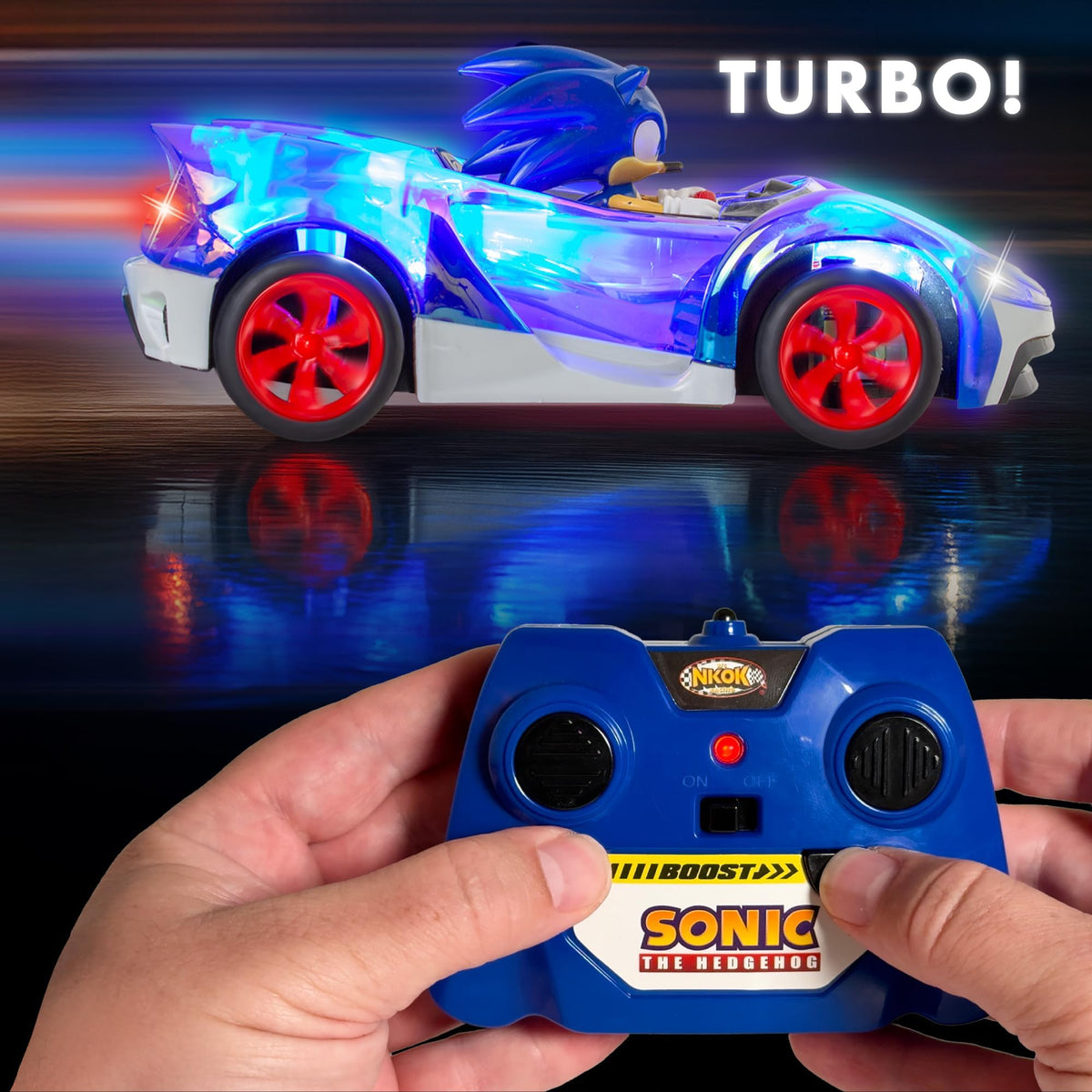 NKOK Glow Racer 2.4 GHz link supports fast, multi-car competition.