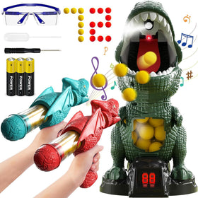 NMM movable dinosaur target engaged in interactive play for kids