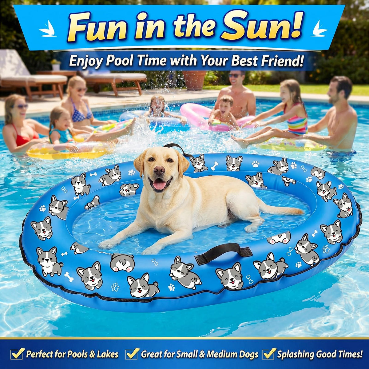 NNG 55x35 inch dog float ready for water fun
