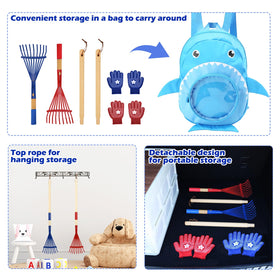 NNG detachable wooden handle rake showcasing easy storage design.