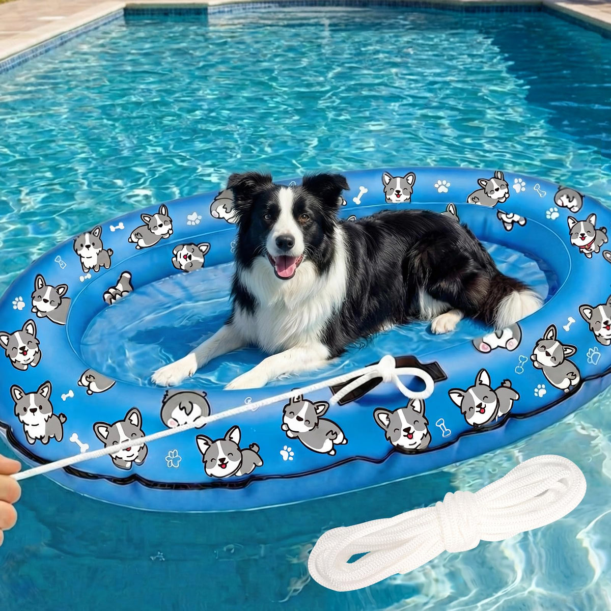 NNG dog pool float with rope for safe pool play