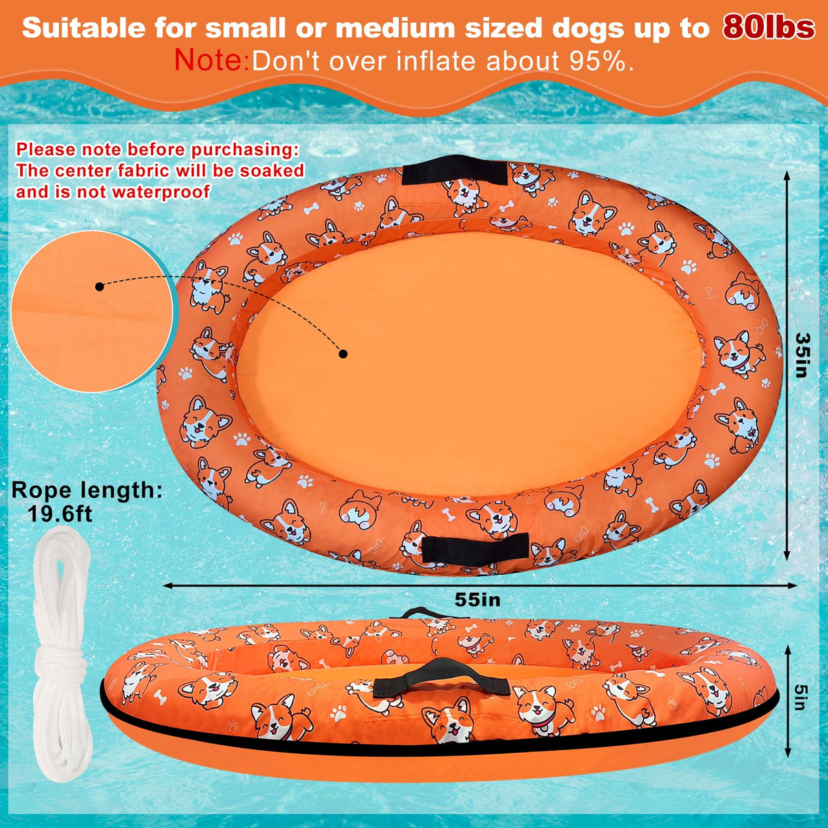 NNG puppy raft floating mat providing roomy space for small to medium dogs