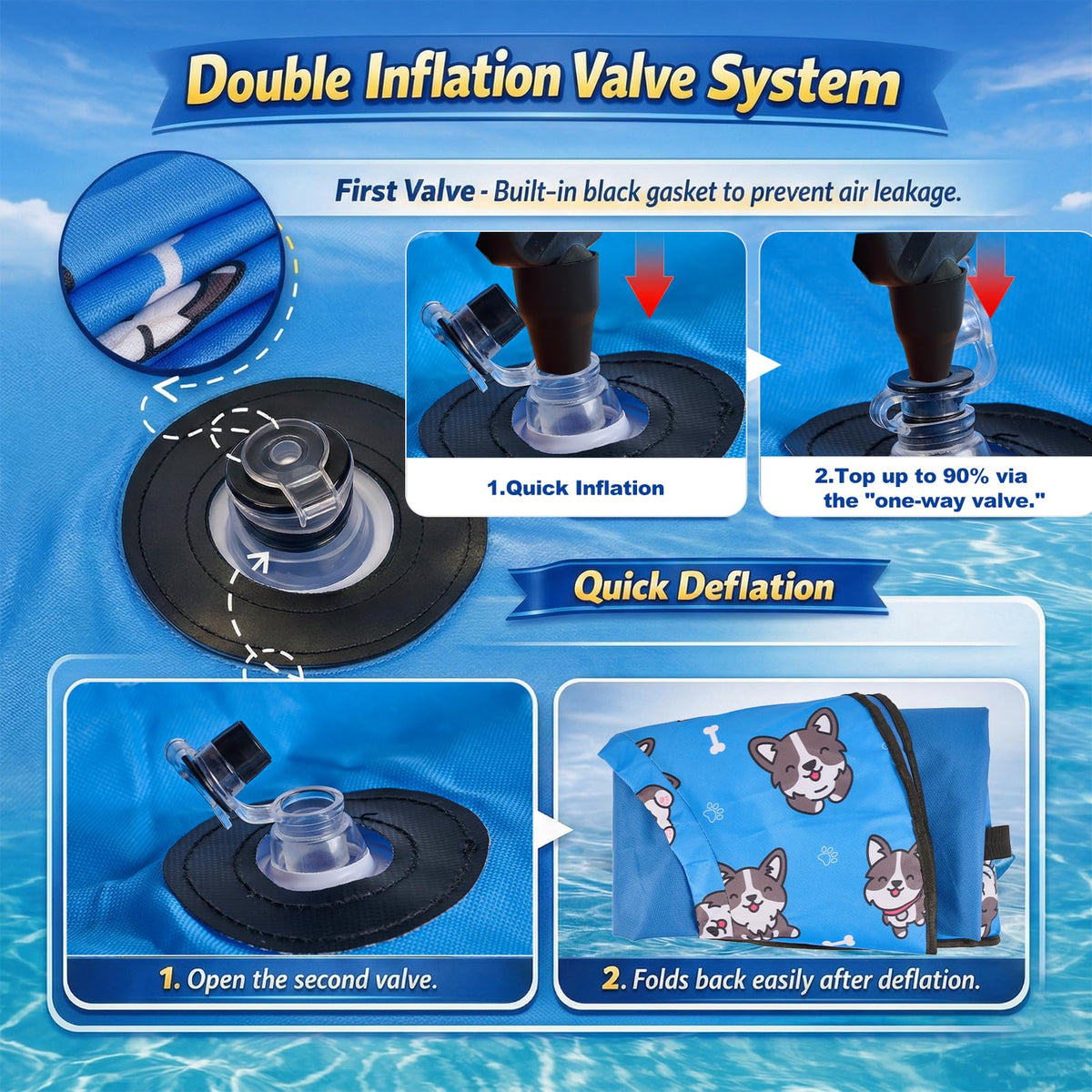 NNG rope-guided dog float ideal for supervised lake or pool days
