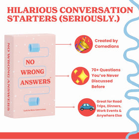 No Wrong Answers 73 questions cards stimulate lively conversations at parties.