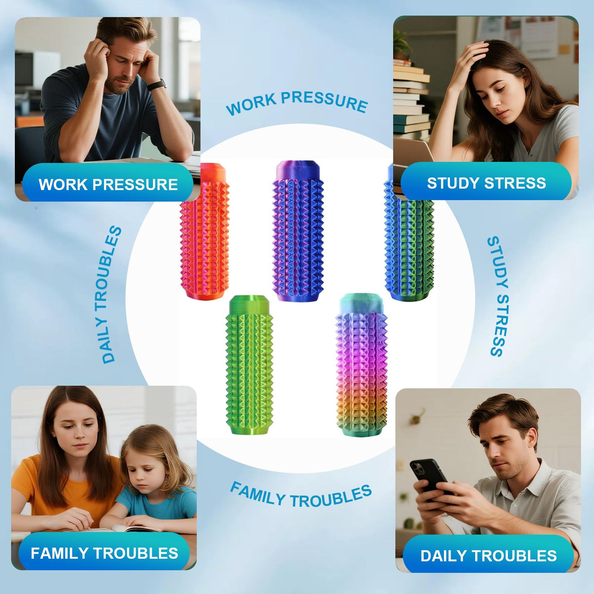 Noafuxy Little Ouchies in-hand use promotes calm during meetings.