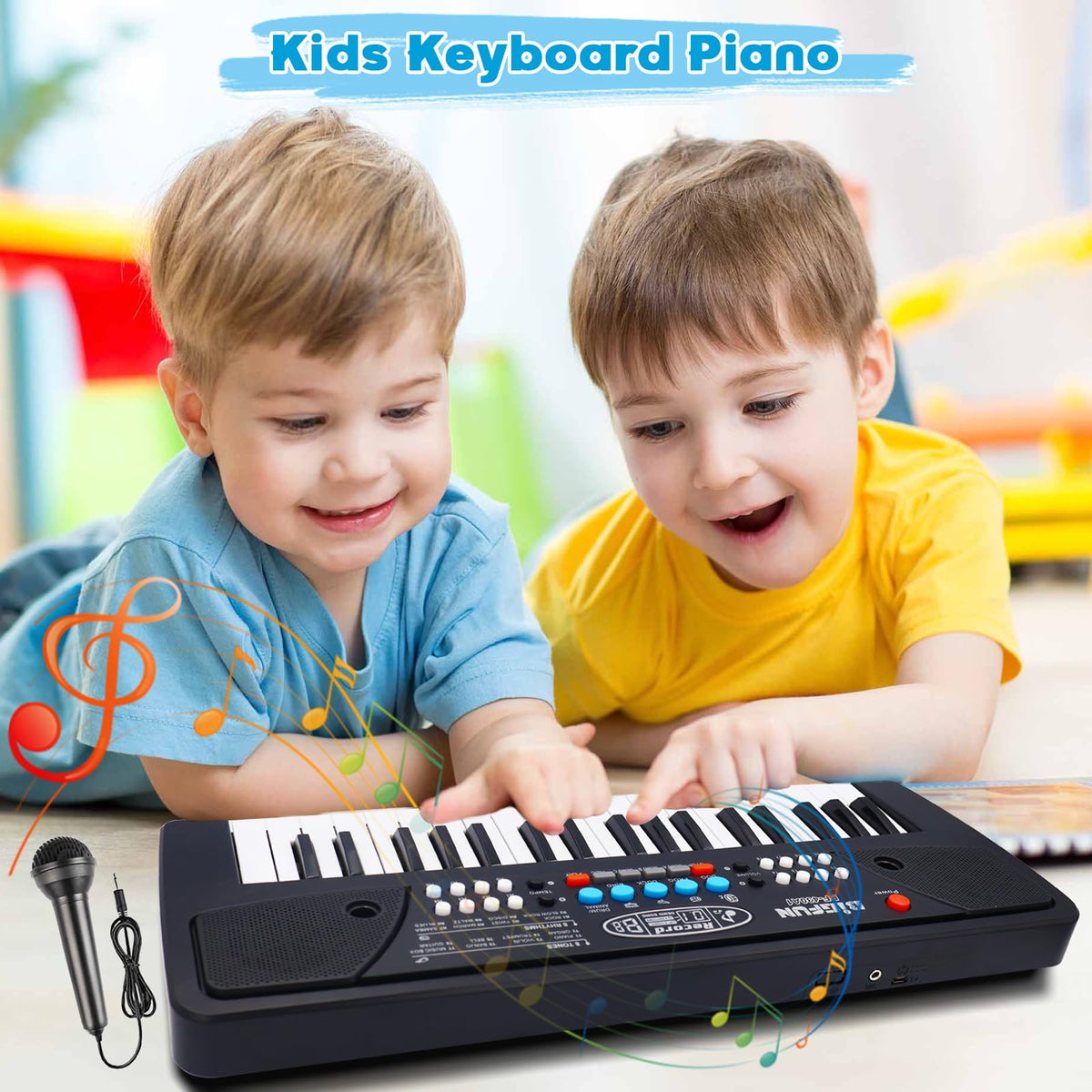 Noaideoi 37-key keyboard demo mode shows easy practice with built-in tunes.