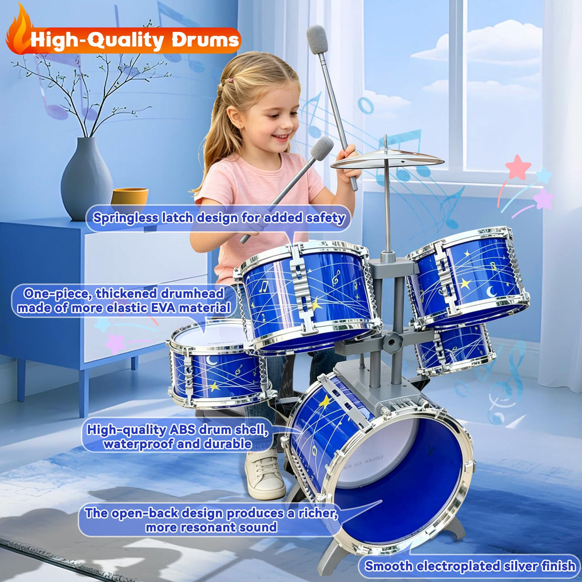 Noaideoi sturdy drum stool ensures comfortable practice sessions for little players