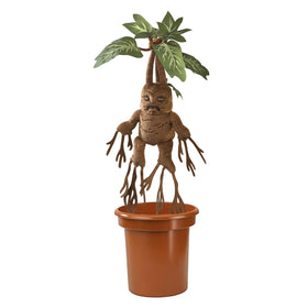 The Noble Collection mandrake in pot closeup, soft and cuddly for fans.