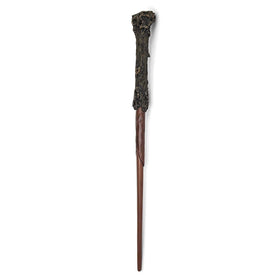 Noble Collection wand close-up highlighting wood grain for collectors.