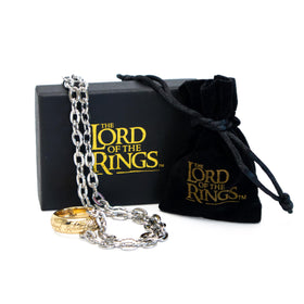 The Noble Collection One Ring replica close-up focusing on the outer Elvish inscription