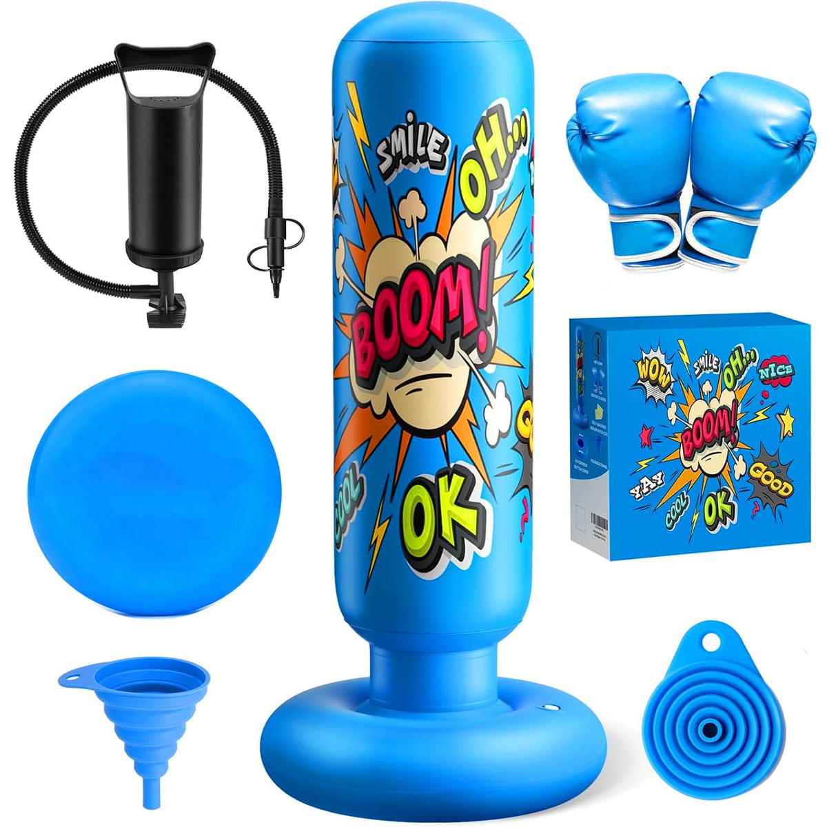 NOCNPSW inflatable punching bag blue for kids indoors and safe play
