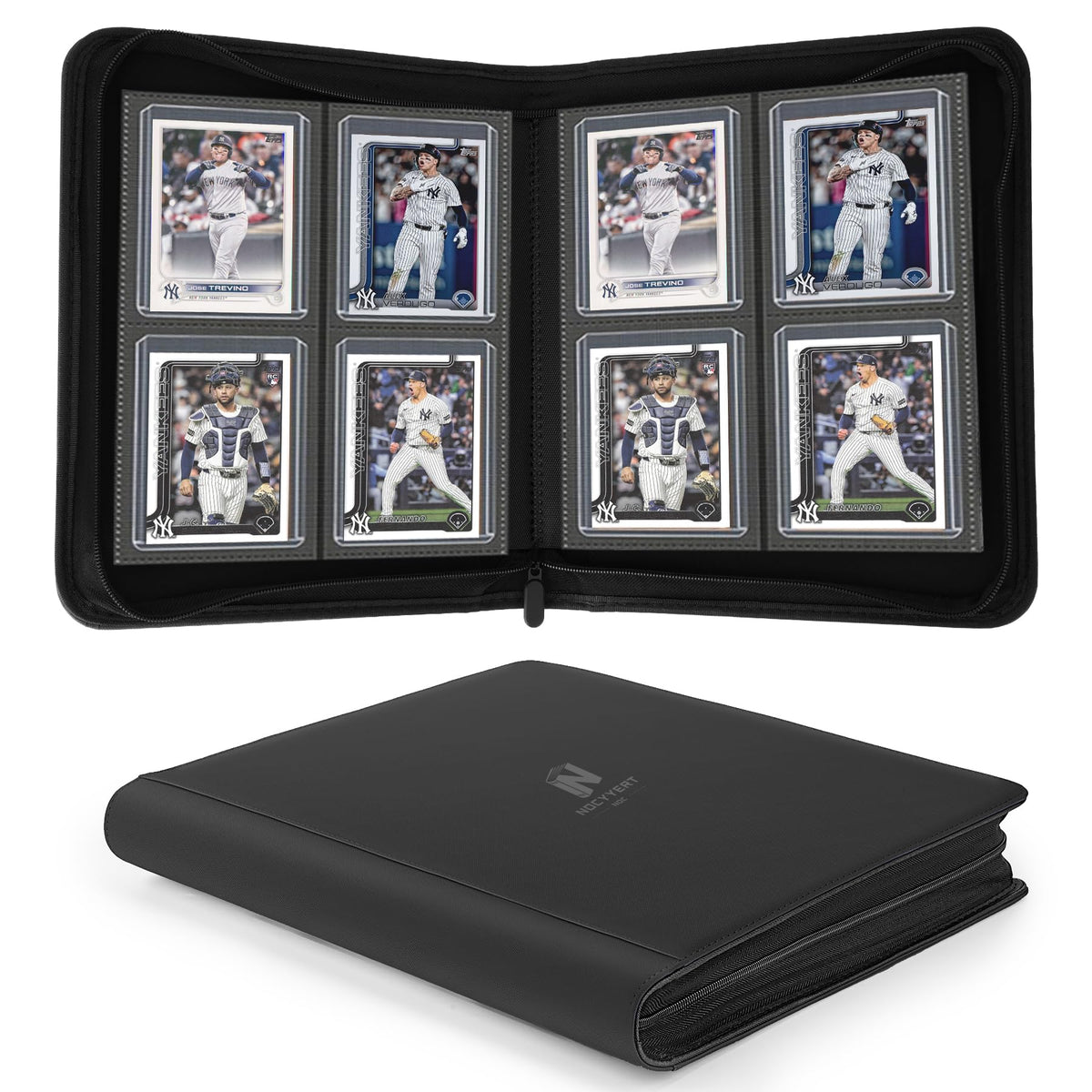 Nocyyert Toploader Binder four-pocket cover keeps cards organized and easy to access.