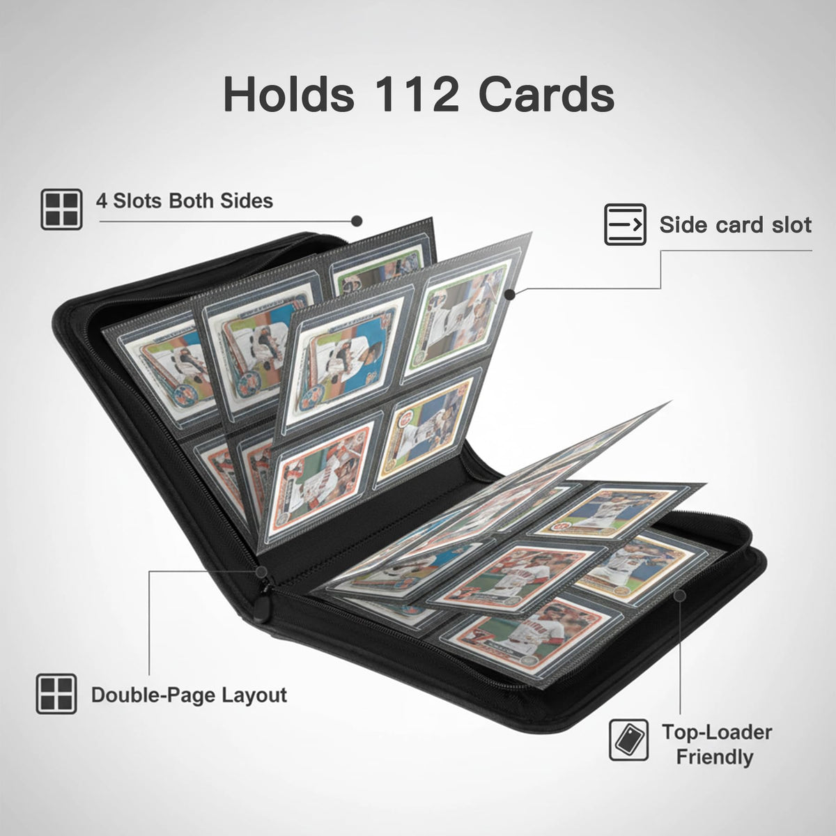 Nocyyert Toploader Binder with zipper security protects cards during transport.