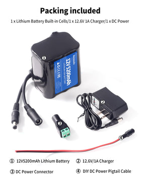 Noczeaulia 12V battery powering LED strip lighting scene.