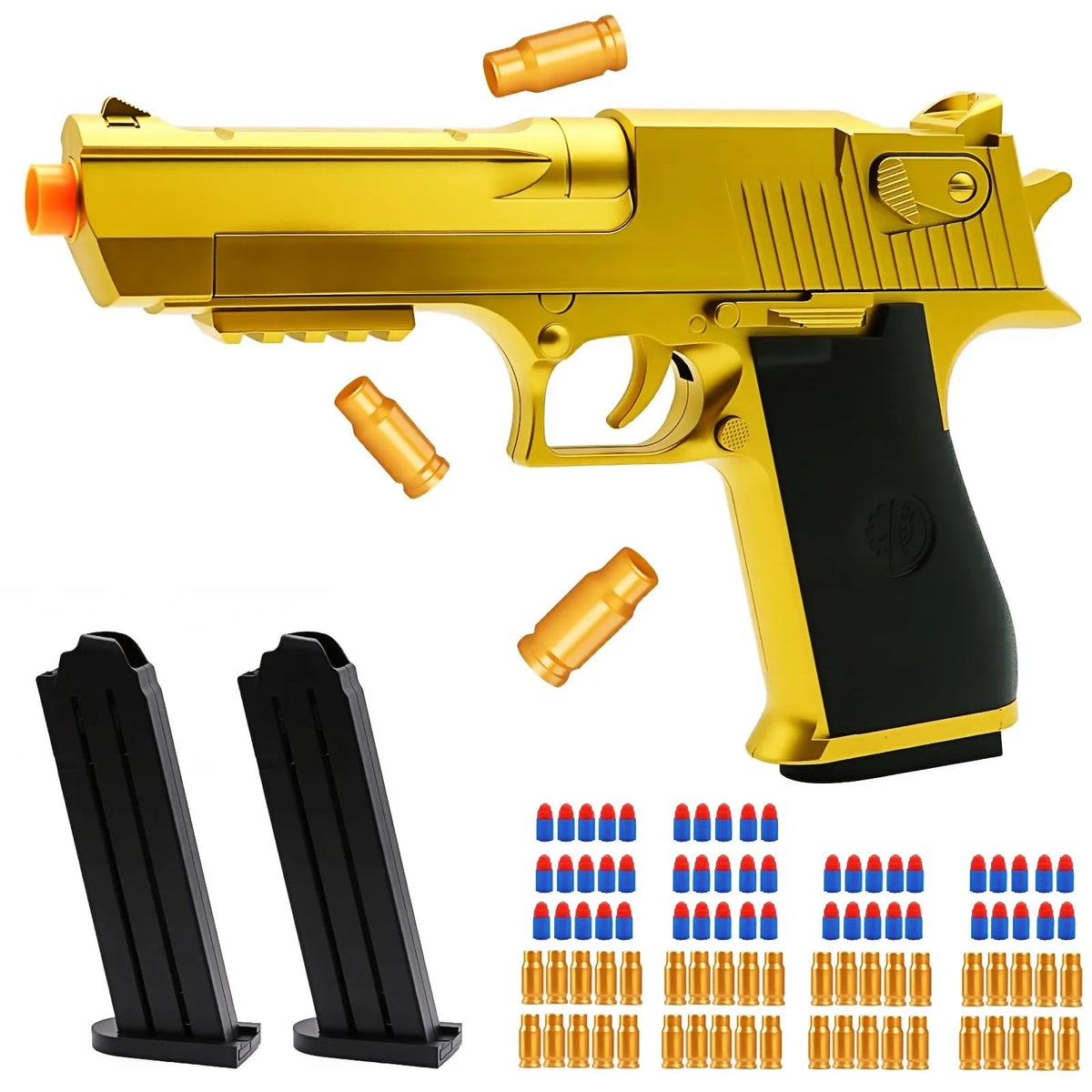 Nogevo Pro shell-ejecting toy gun in action pose, ideal for engaging target practice and family fun.