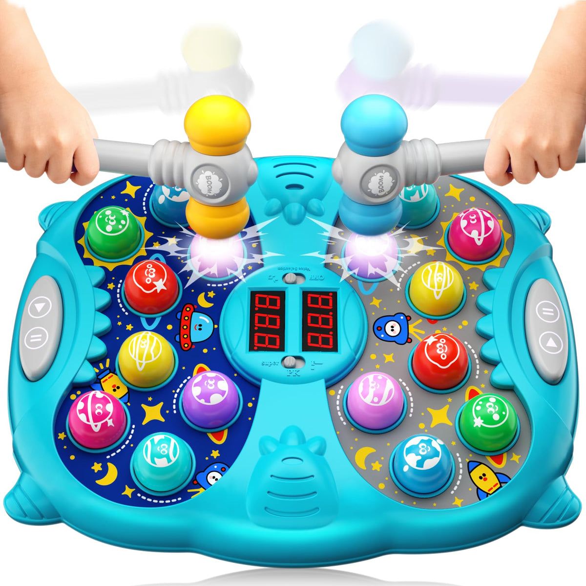 Noltola Whack Mole in color challenge mode supports focus and color learning.