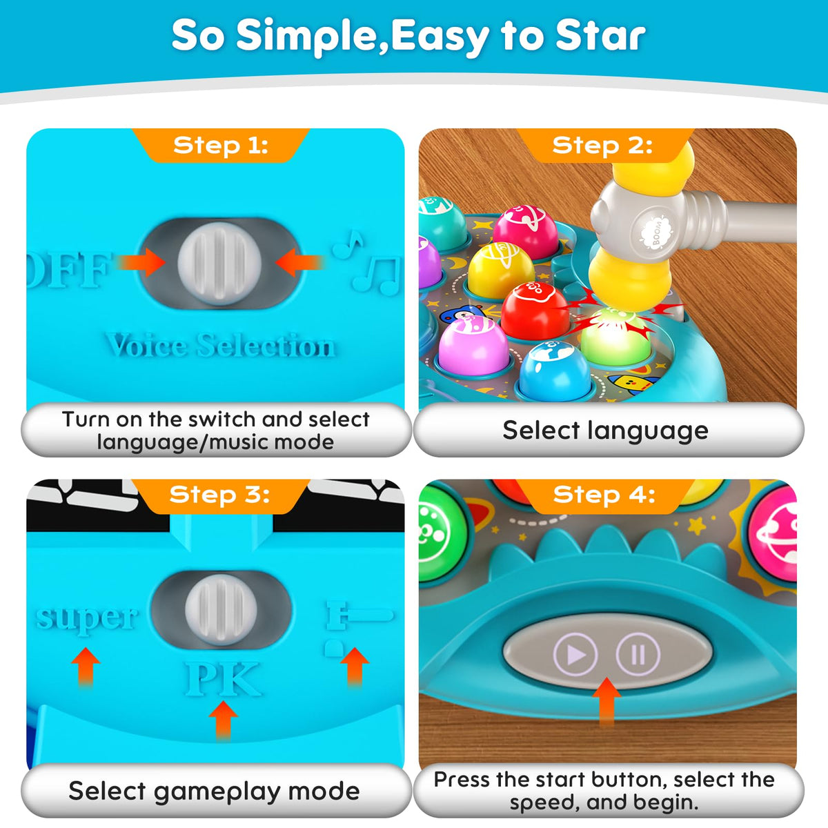 Noltola Whack Mole uses non-toxic ABS for safe kid play.