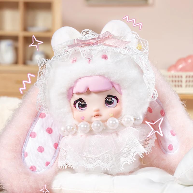Nommi Baby Sweetheart Bunny plush blind box front view for desk display.