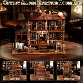 NookMaster Cowboy Saloon 3D puzzle pieces laid out for precise construction