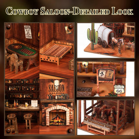 NookMaster Cowboy Saloon LED glow lights the scene with warm ambience