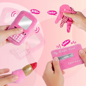 Noosuna plush coins enable simple counting practice during pretend play