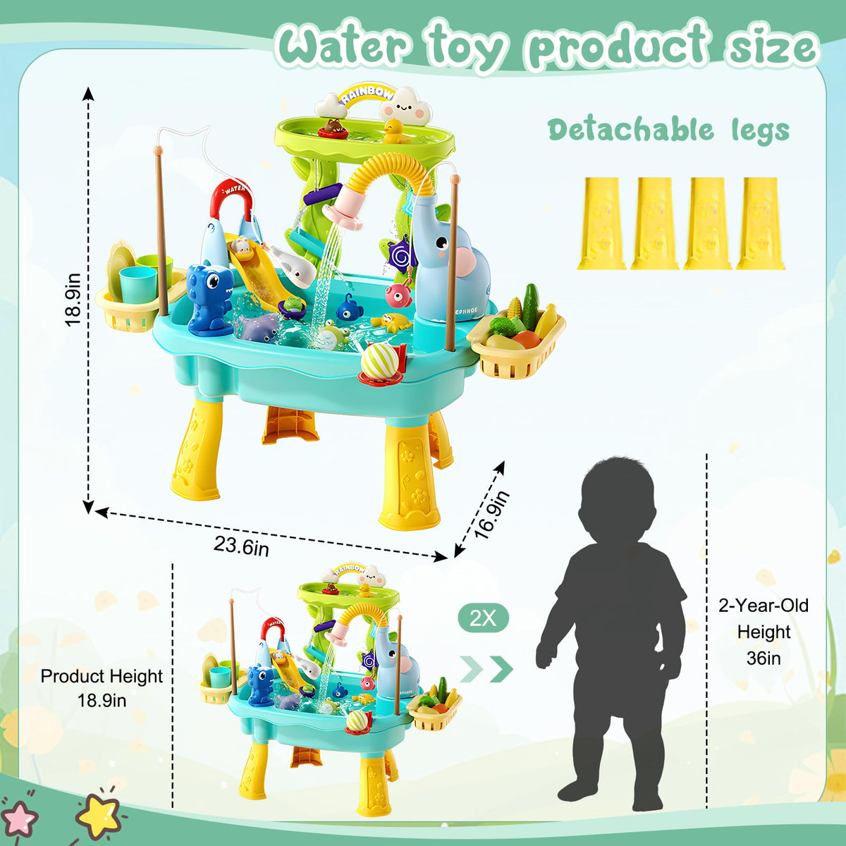NOPROB 4-in-1 play station unites sand, water, kitchen, fishing for toddlers.