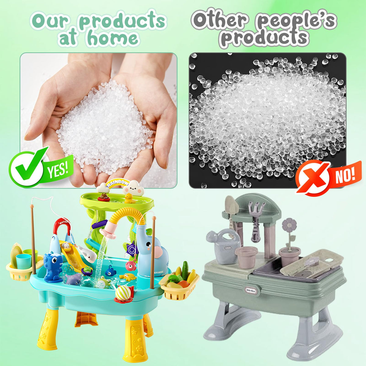 NOPROB BPA-free materials with rounded edges for safe playtime.
