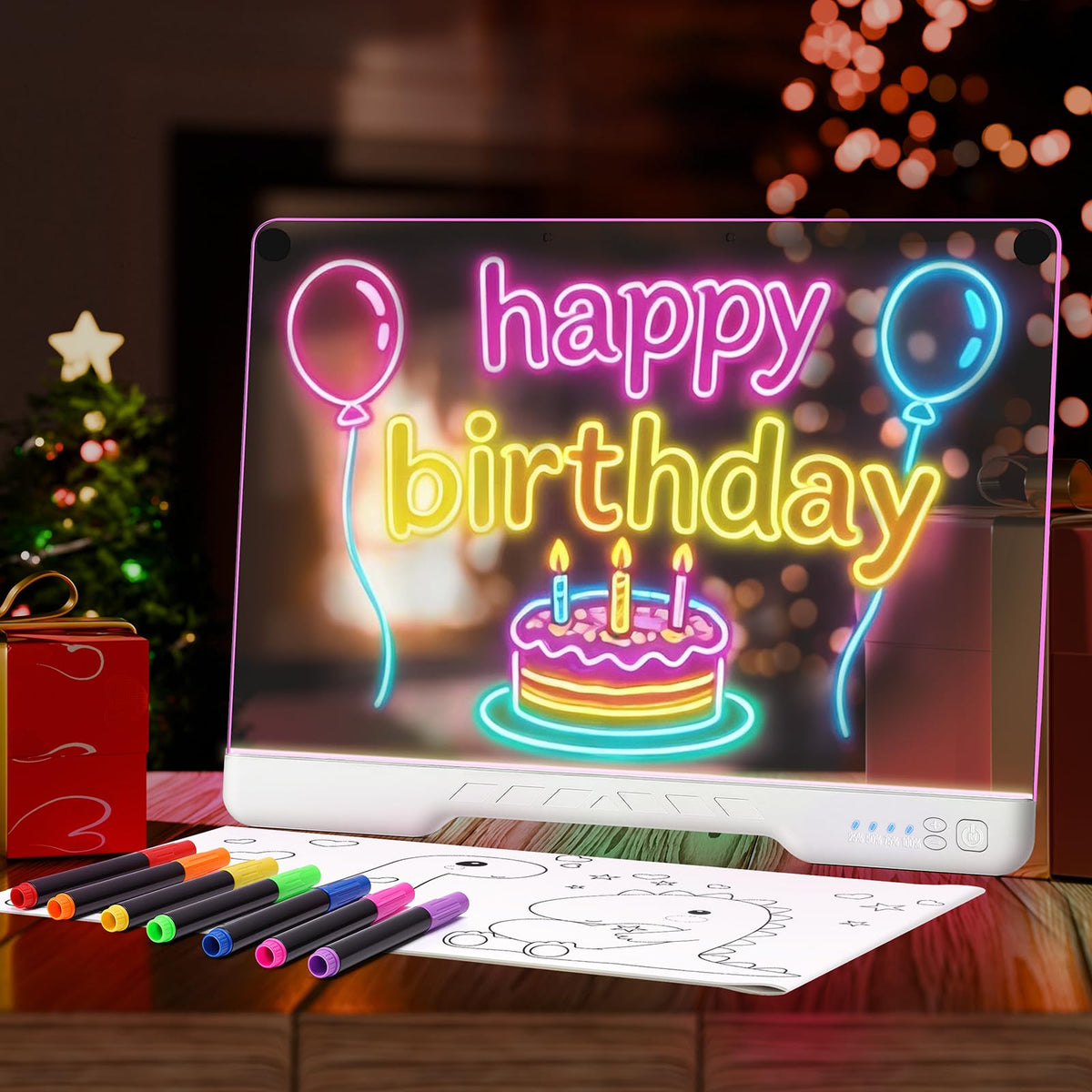 NORCOOL LED drawing board front view with vibrant colors for creative doodling