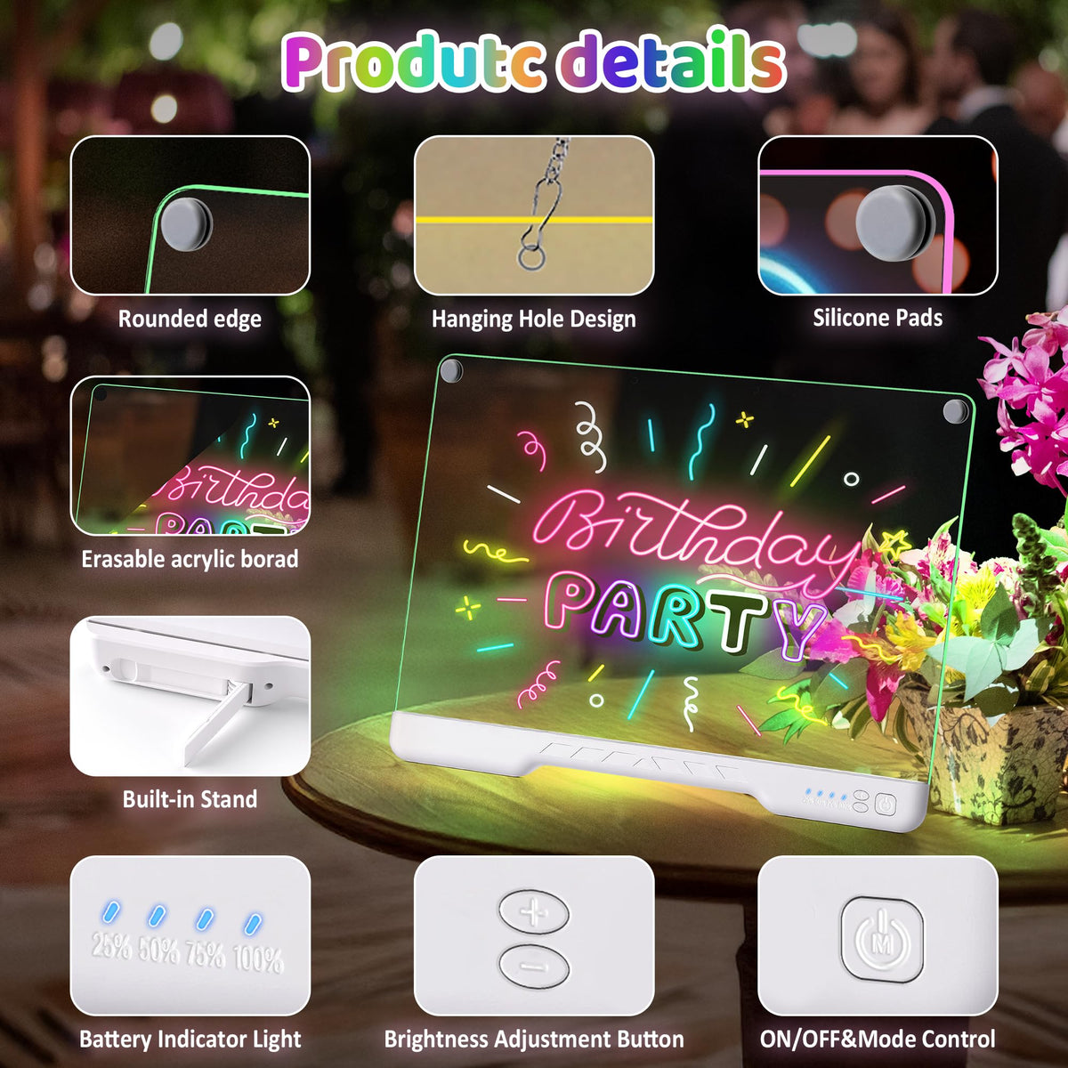 NORCOOL LED drawing board glow modes illustrate colorful ambient lighting