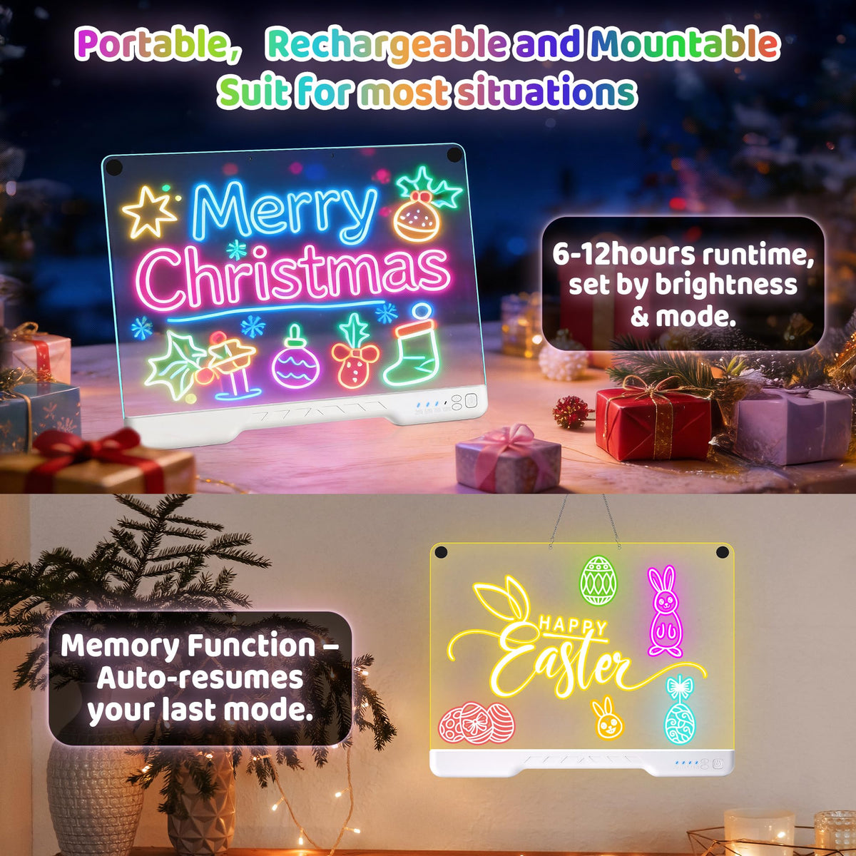 NORCOOL LED drawing board with accessories demonstrates a complete kid friendly gift set