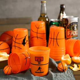 Norme 16 oz basketball cups in six styles for versatile party decor.