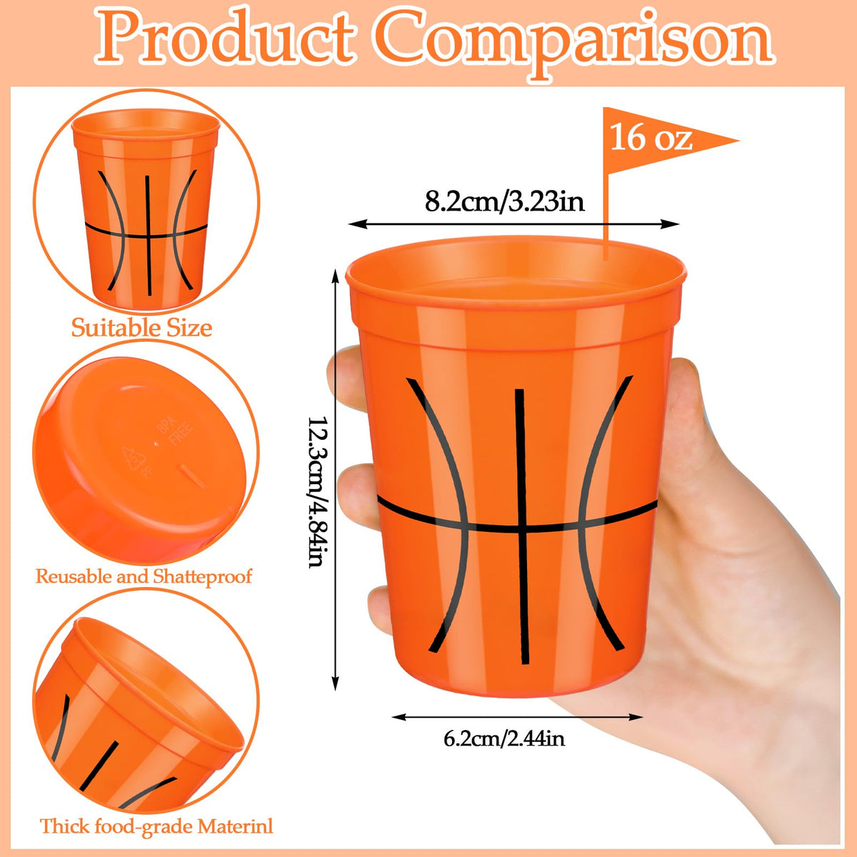 Norme basketball-themed cups ideal for birthdays and sports-themed gatherings.