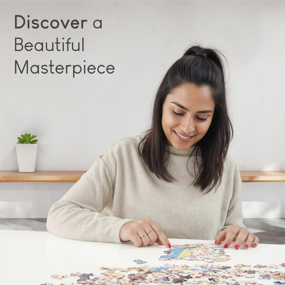 Normic family puzzle night scene, encouraging shared focus and conversation