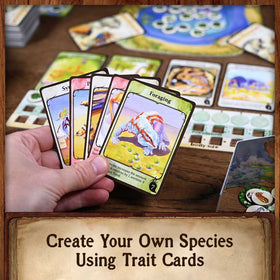 North Star Games Evolution game-play-area image shows table setup for 2-6 players.